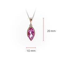 10K Rose Gold 1.33cttw Genuine Pink Topaz and 0.03cttw Diamond Necklace, 18"