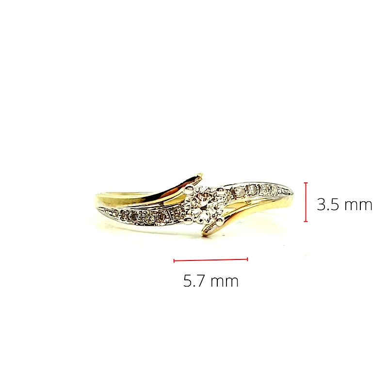 10K Yellow Gold 0.10cttw Illusion Setting Diamond Ring - /