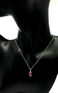 10K Rose Gold 1.33cttw Genuine Pink Topaz and 0.03cttw Diamond Necklace, 18"