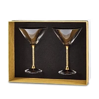 2 Piece Martini Glasses with 24K Gold Flake Stems