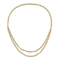 14k Polished Double-layer Paperclip Link Necklace - 20 Inches