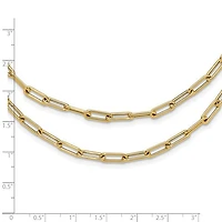 14k Polished Double-layer Paperclip Link Necklace - 20 Inches