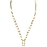 14k Polished Double Layer Necklace - 18 Inches