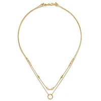 14k Polished Double Layer Necklace - 18 Inches