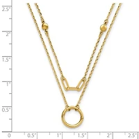 14k Polished Double Layer Necklace - 18 Inches