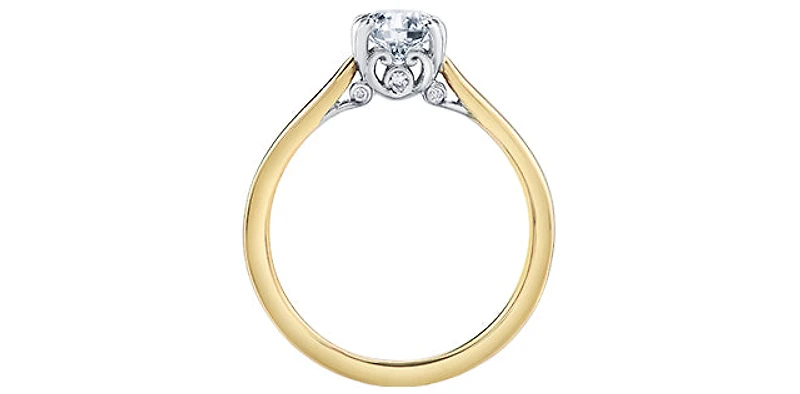 18K Yellow and Palladium Gold 0.536cttw Canadian Diamond Ring - Size 6.25