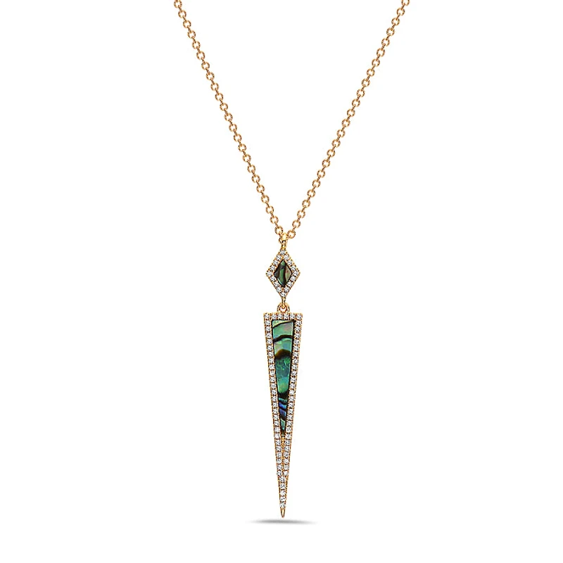 14K Yellow Gold Abalone Shell and 0.17cttw Diamond Necklace, 18"
