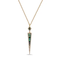 14K Yellow Gold Abalone Shell and 0.17cttw Diamond Necklace, 18"