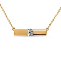 14K Yellow Gold 0.06cttw Diamond Bar Pendant, 18"