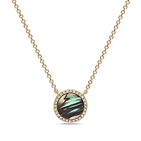 14K Yellow Gold 0.67cttw Abalone Shell and 0.09cttw Diamond Necklace, 18"