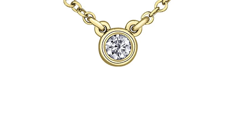 14K Yellow Gold 0.10cttw, 0.14cttw & 0.18cttw Canadian Diamond Bezel Set Pendant, 18"