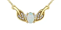 10K Yellow Gold 0.50cttw Opal and 0.10cttw Diamond Necklace - 18 Inches