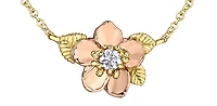 14K Rose and Yellow Gold Alberta Wild Rose 0.14cttw Canadian Diamond Necklace - 18"