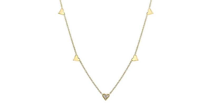 10K Yellow Gold 0.05cttw Diamond Heart Pendant, 18"