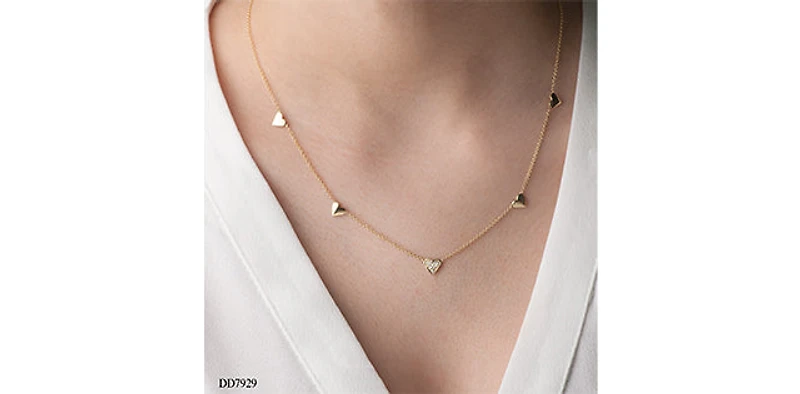 10K Yellow Gold 0.05cttw Diamond Heart Pendant, 18"