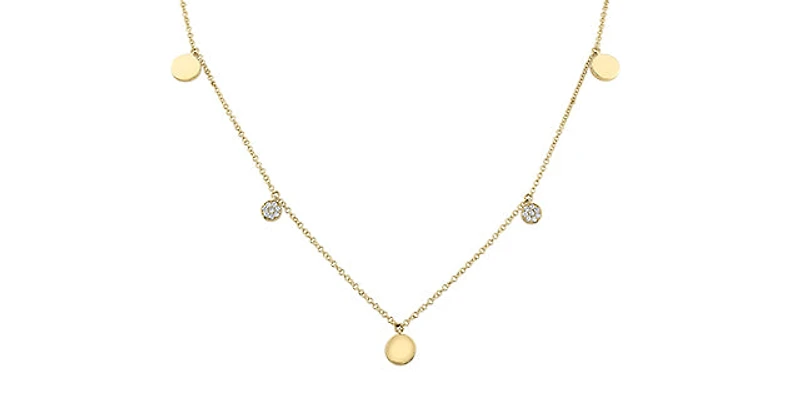 10K Yellow Gold 0.08cttw Diamond Necklace - 18"