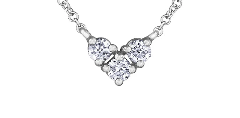 10K White Gold 0.25cttwDiamond Heart Pendant, 18"