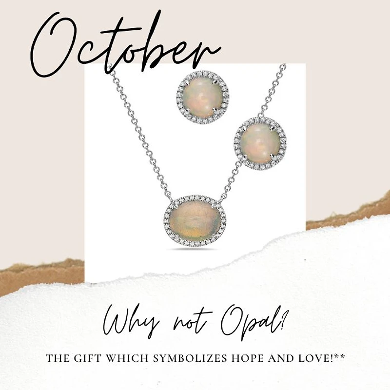 14K Yellow Gold 0.96cttw Opal and 0.10cttw Diamond Halo Earrings