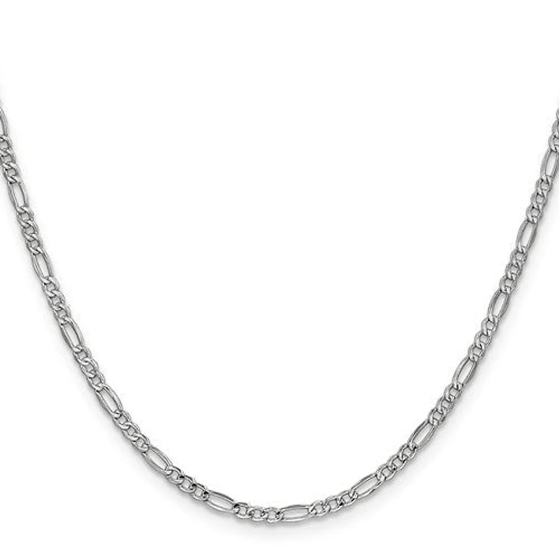 14K Gold 7.3mm Semi-Solid Figaro with Lobster Clasp Chain - /