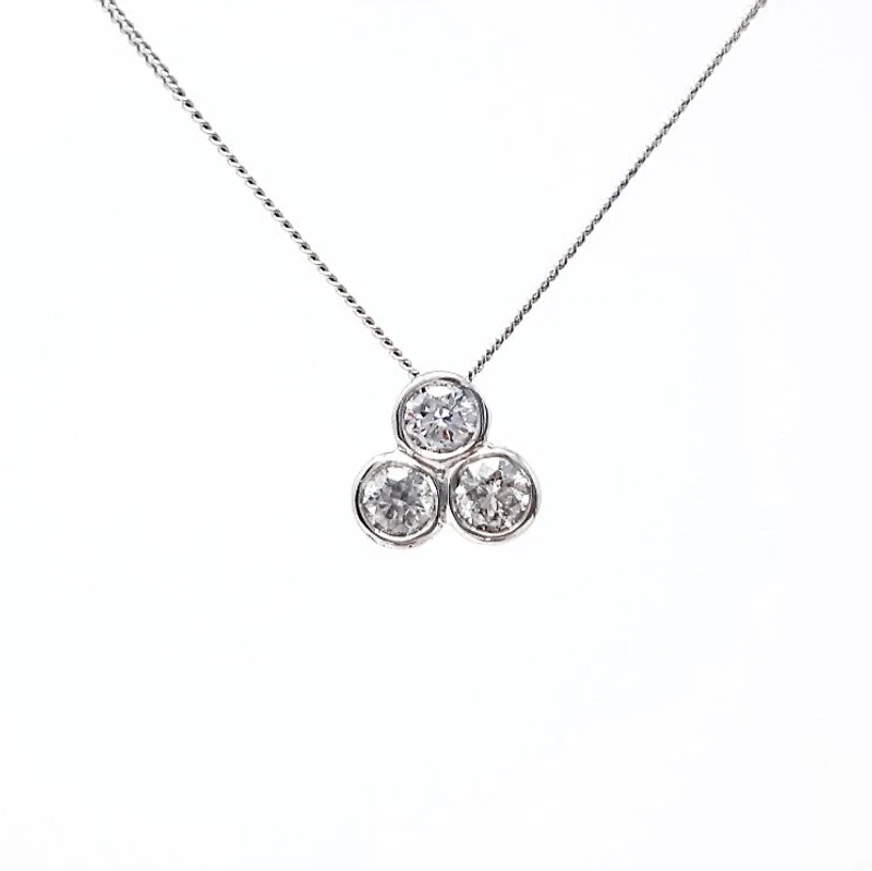 10K White Gold 0.25cttw Trinity Diamond Pendant, 18"