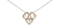 10K Rose & White 0.043cttw Canadian Diamond Triple Heart Pendant, 18"