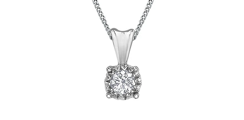 10K Gold 0.07cttw 4 Claw Illusion Setting Diamond Pendant