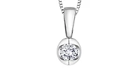 14K White Gold 0.10cttw Round Cut Diamond Pendant, 18"