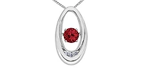 10K White Gold 0.12cttw Genuine Ruby & Diamond Pendant, 18"