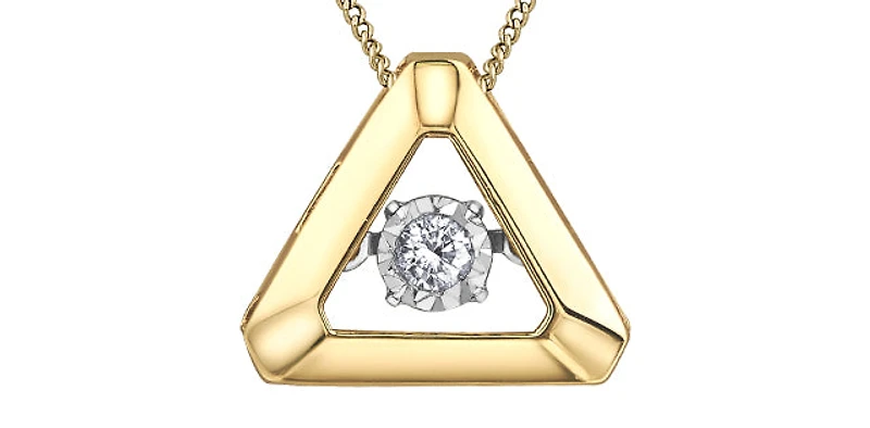 10K Yellow Gold 0.05cttw Diamond Pendant, 18"