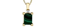10K Genuine Malachite & 0.044cttw Canadian Diamond Pendant, 18"