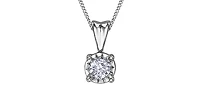 10K White Gold 0.20cttw Diamond Solitaire Pendant, 18"