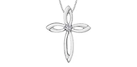 Sterling Silver 0.075cttw Diamond Cross Pendant, 18"