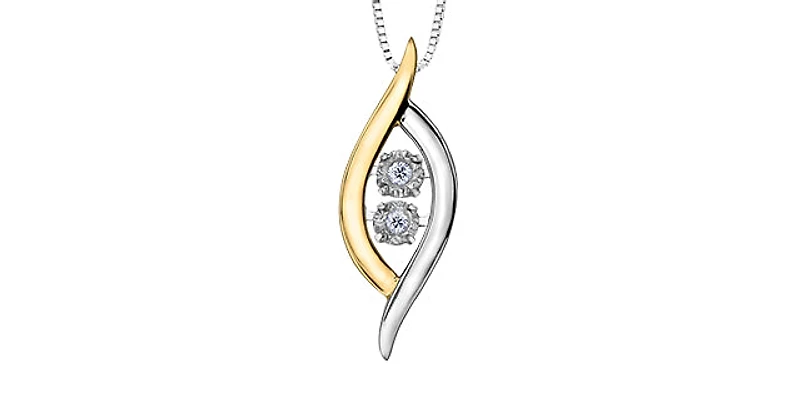 10K White and  Yellow Gold 0.02cttw Diamond Pulse Pendant, 18"