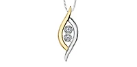 10K White and  Yellow Gold 0.02cttw Diamond Pulse Pendant, 18"