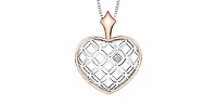 10K White & Rose Gold 0.142cttw Canadian Diamond Heart Necklace, 18"