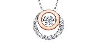 10K White & Rose Gold 0.38cttw Diamond Eternity / Double Circle Necklace, 18"