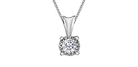 10K White Gold 0.10cttw Diamond Solitaire Pendant, 18"