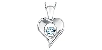 Sterling Silver 0.10cttw Aquamarine Pulse Pendant, 18"