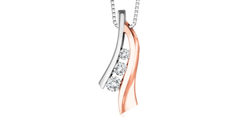 10K White & Rose Gold 0.25cttw Diamond Pendant, 18"