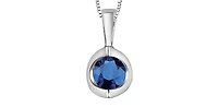 10K White Gold Genuine Sapphire Pendant