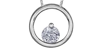 10K White Gold Diamond 0.075cttw Round Cut Pendant 18"
