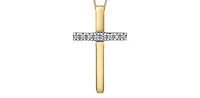 10K Yellow Gold 0.02cttw Diamond Cross Pendant, 18"