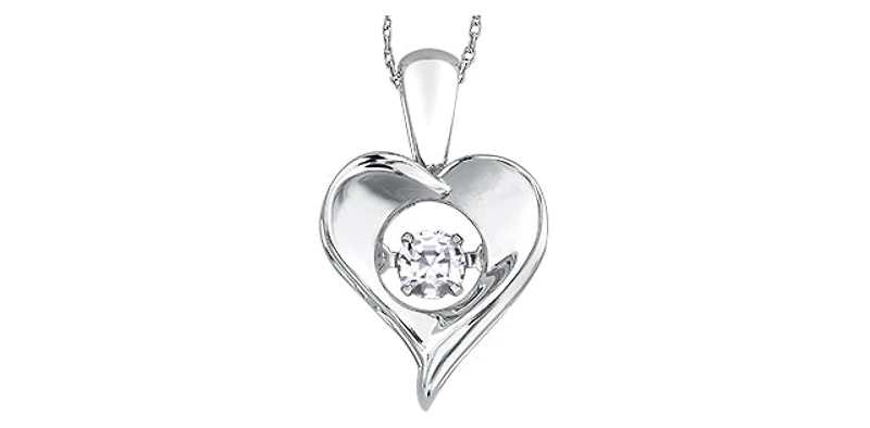 Sterling Silver 0.10cttw White Topaz Pendant, 18"