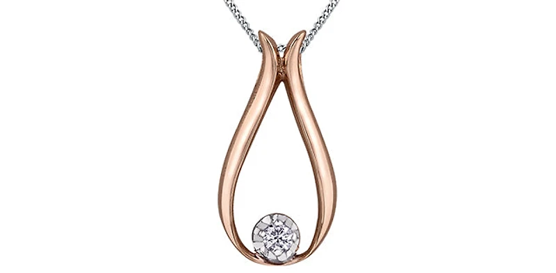 10K Rose Gold 0.034cttw Canadian Diamond Necklace