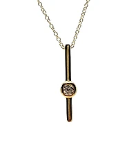 10K Gold 0.06cttw Diamond Necklace with Cable Chain (Spring Clasp) - Adjustable 17