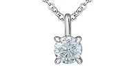 14K White Gold 0.51cttw Lab Grown Diamond Solitaire Necklace with Rolo Chain (Lobster Clasp) - Adjustable 16 - 18 Inches
