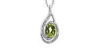 925 Sterling Silver Peridot & Diamond Necklace