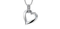10K White Gold 0.02cttw Diamond Heart Pendant, 18"