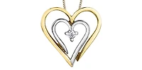 10K Yellow Gold 0.04cttw Canadian Diamond Heart Pendant, 18"