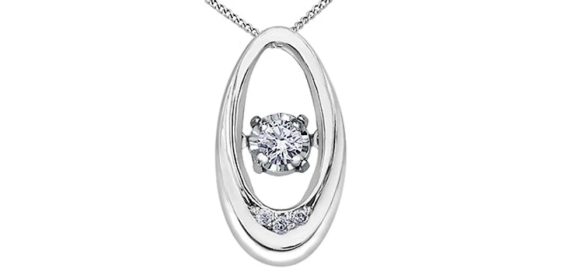 10K White Gold 0.03cttw Diamond Pulse Pendant, 18"